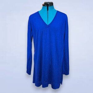 Akris Punto Vibrant Blue Long Sleeve Sweater Back Zipper Accent - Size Large‎